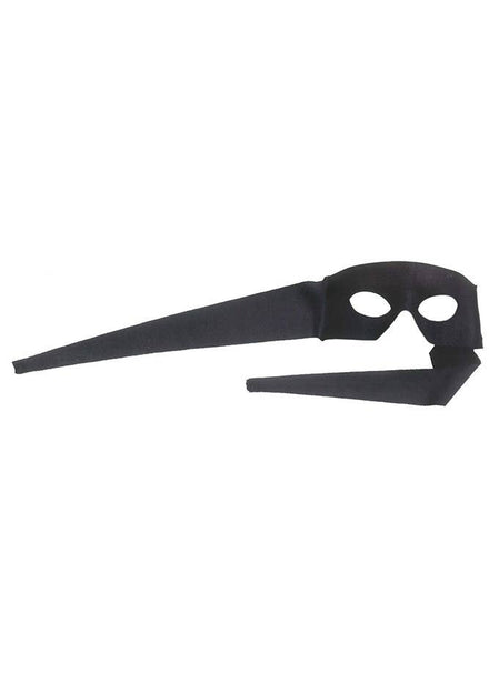 Adult's Plain Black Zorro Masquerade Mask with Fabric Ties