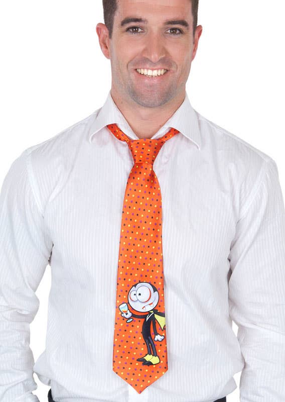 Novelty Spotty Orange Drunk Dracula Halloween Costume Neck Tie