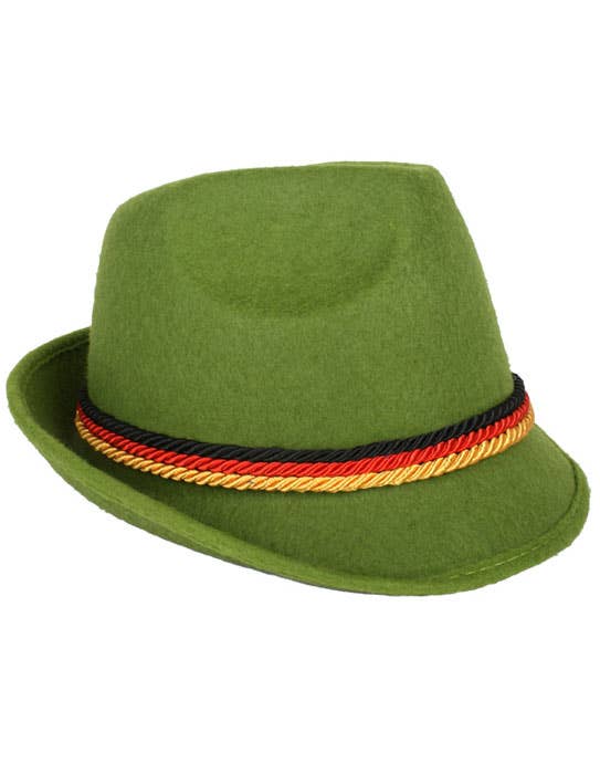 Green German Costume Hat with Black, Red and Yellow Hat Band