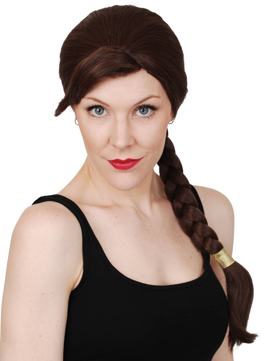 Women's Lara Croft Brown Braid Costume Wig