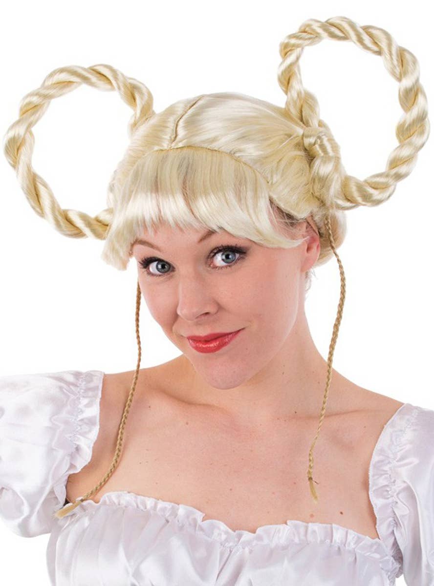 Womens Beer Girl Oktoberfest Novelty Blonde Updo Costume Wig