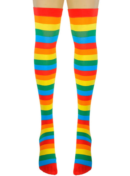 Image of Thigh High Rainbow Striped Women's Costume Stockings