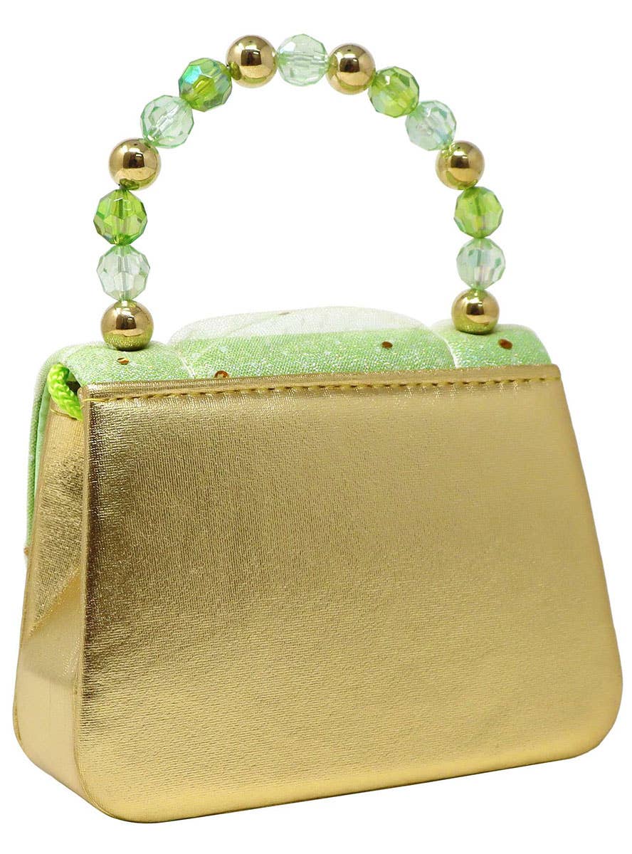 Image of Tiana Green and Gold Sparkle Girls Deluxe Costume Bag - Back Image