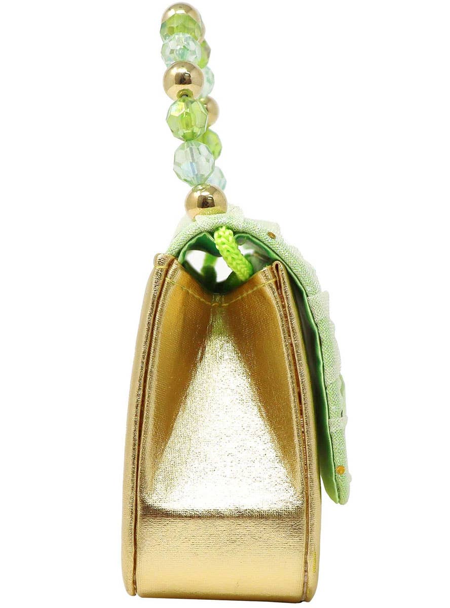 Image of Tiana Green and Gold Sparkle Girls Deluxe Costume Bag - Side Image