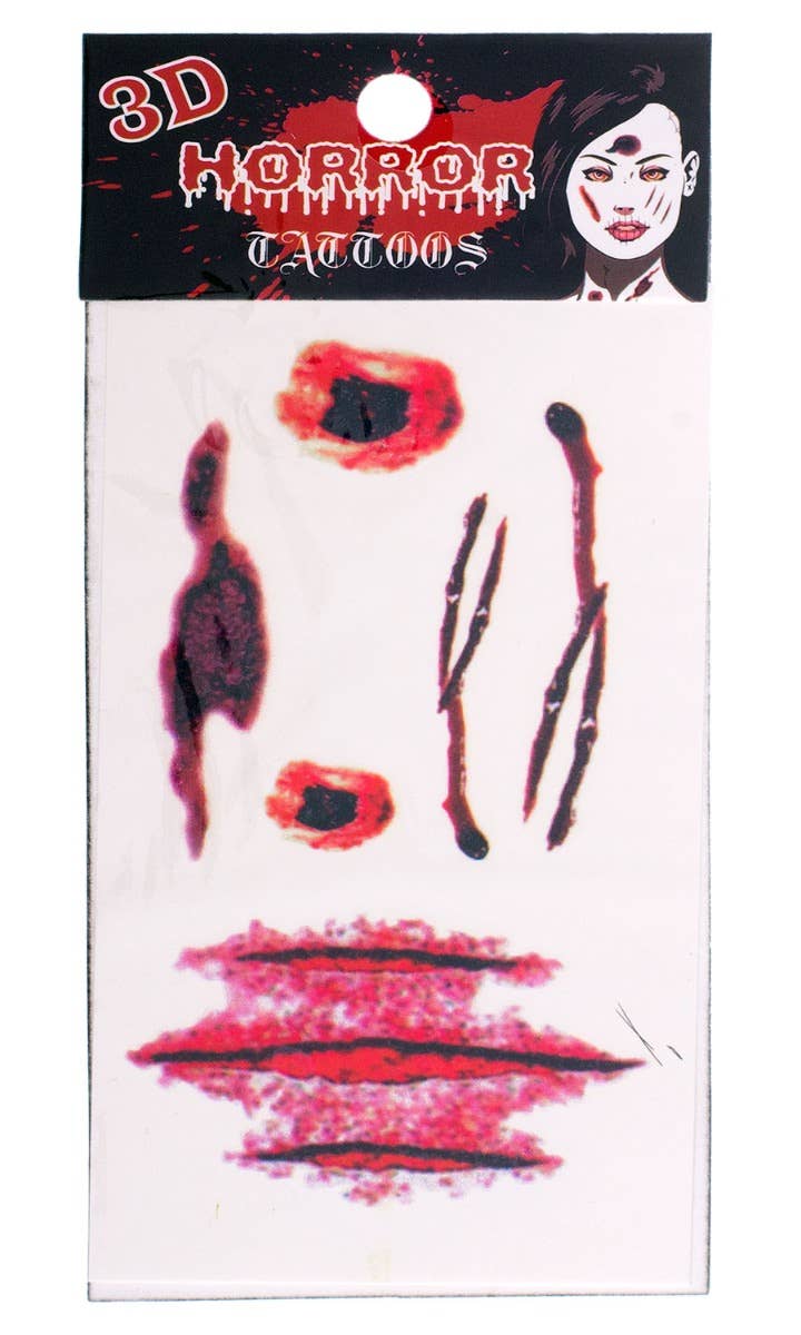 Scary Halloween 3D Horror Open Scratch Wounds Temporary Tattoos