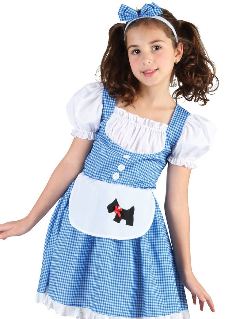 Girls Blue Gingham Oz Dorothy Book Week Costume close up image