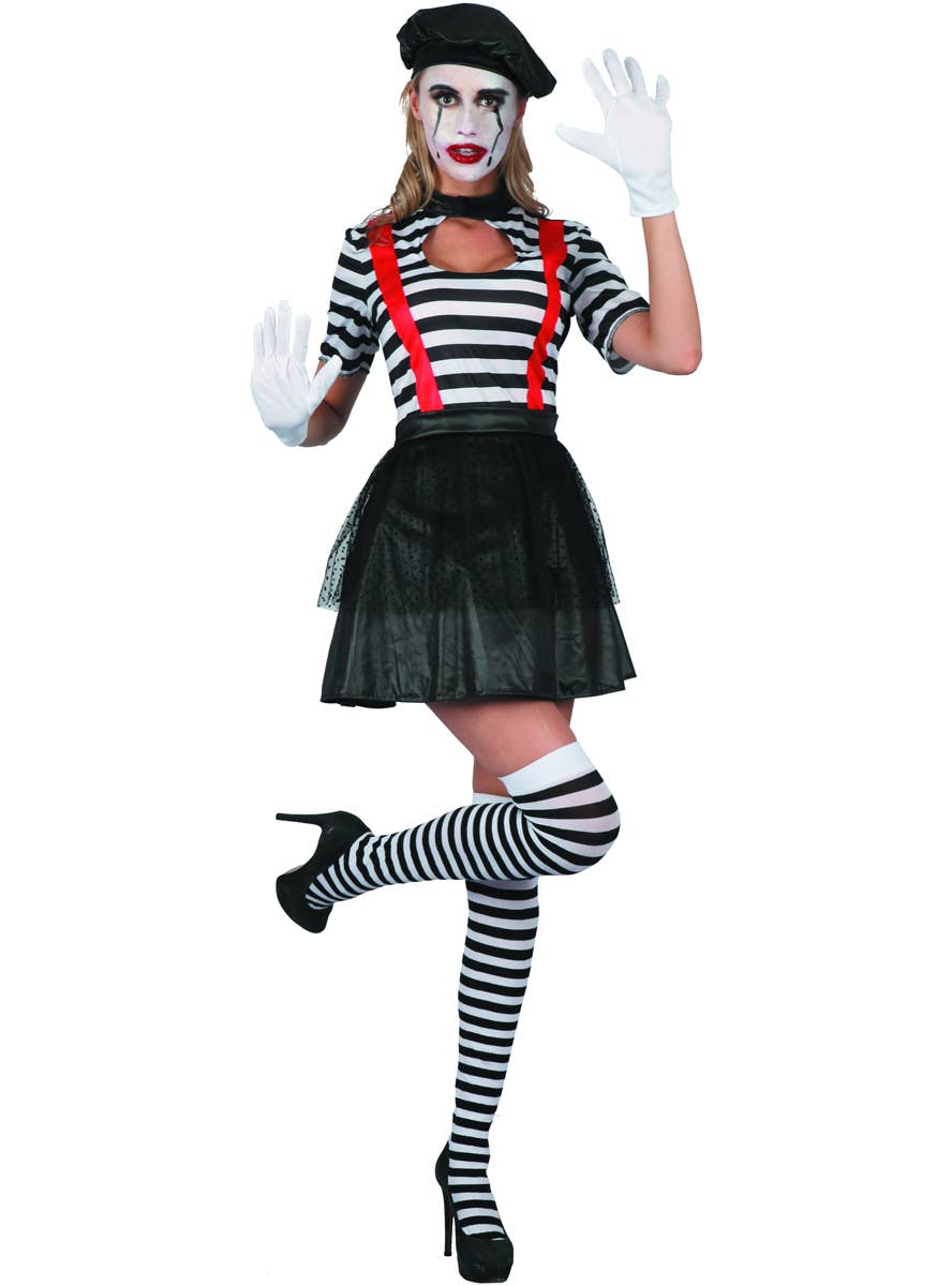 Women's Sexy Mime Fancy Dress Costume Main Image