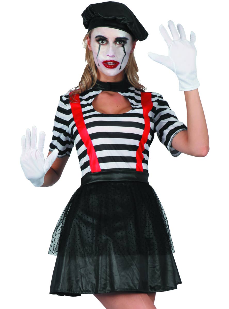 Women's Sexy Mime Fancy Dress Costume Close Image