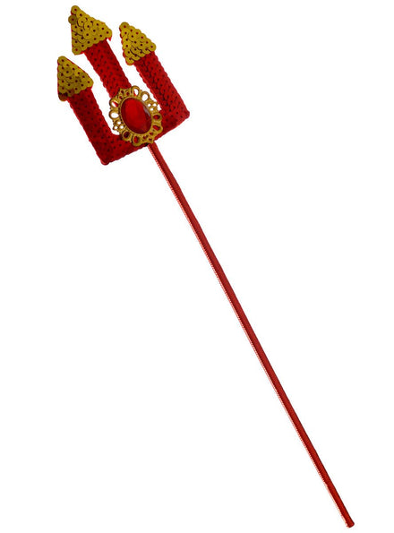 Red and Gold Sequin Devil Pitchfork Halloween Costume Accessory