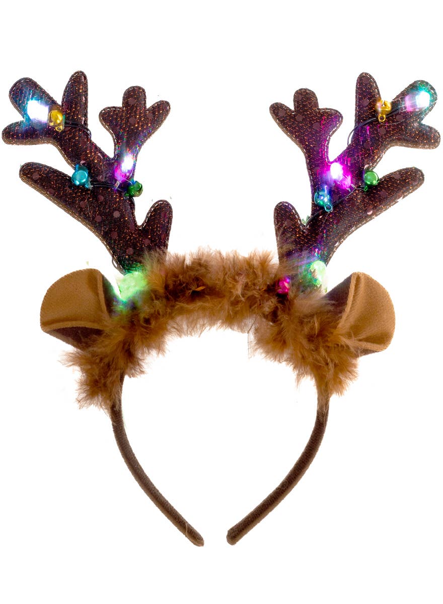 Light Up Christmas Reindeer Antlers Costume Headband - Alternative Image