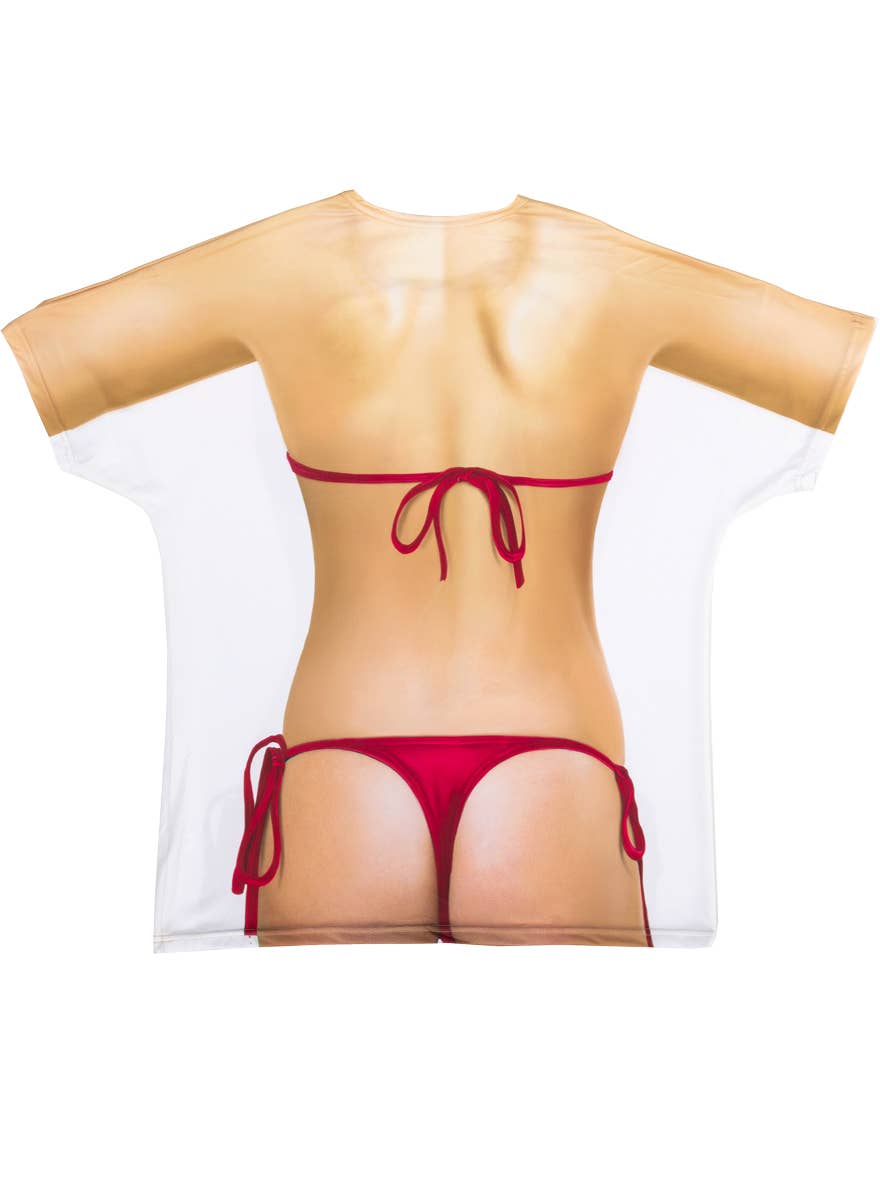 Novelty Womens Sexy Christmas Bikini Costume Shirt - Back View