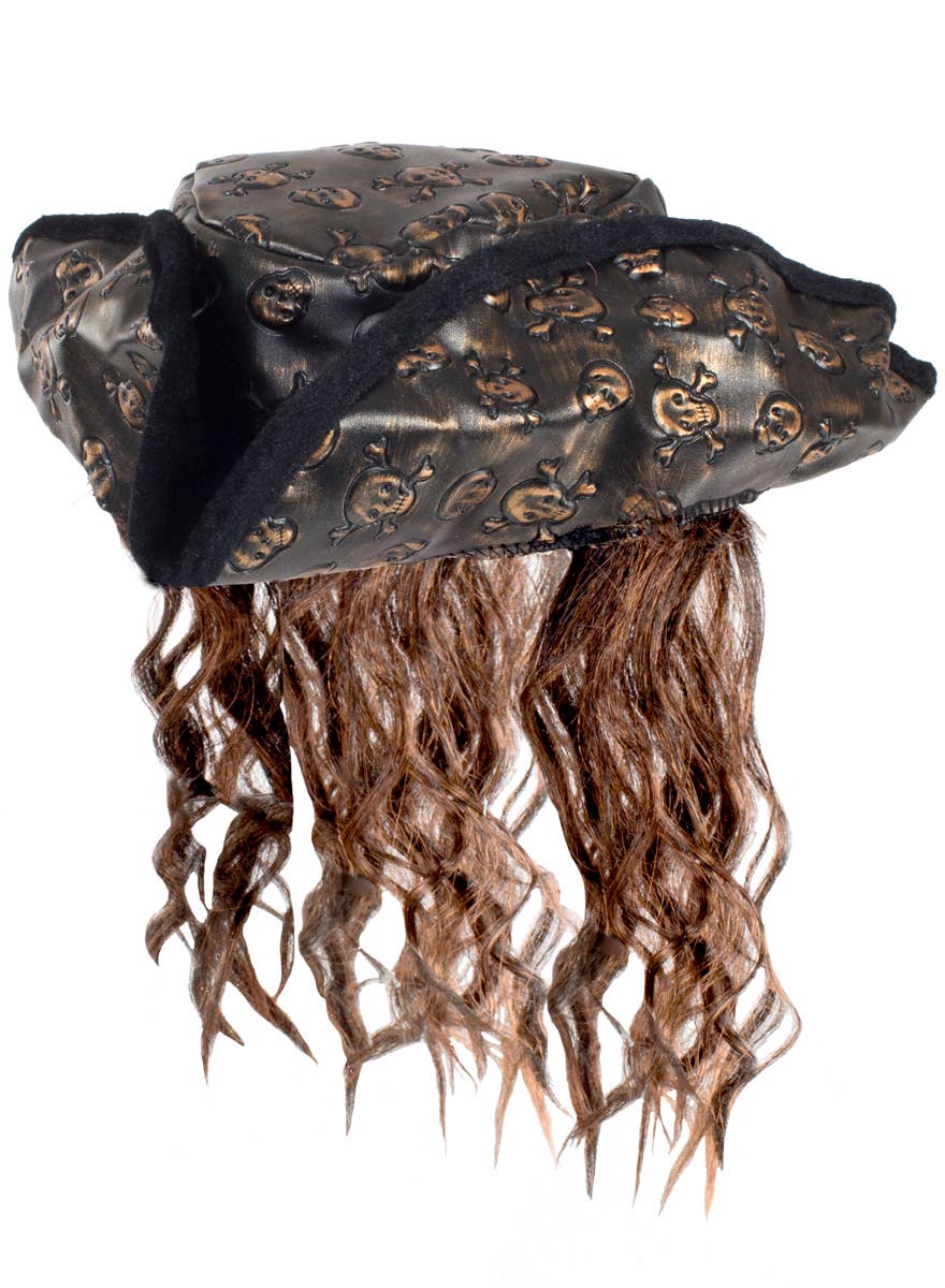 Bronze Look Skull Pirate Hat with Brown Hair
