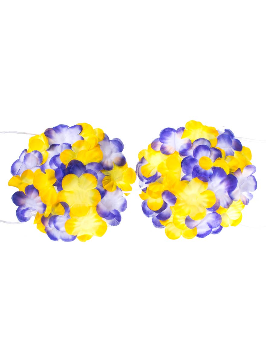 Yellow and Purple Hawaiian Flower Bra