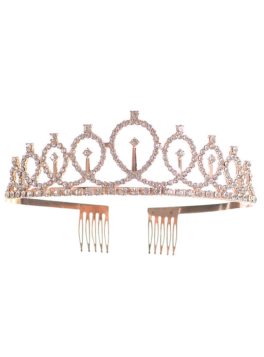 Rose Gold Metal Princess Costume Tiara with Rhinestones