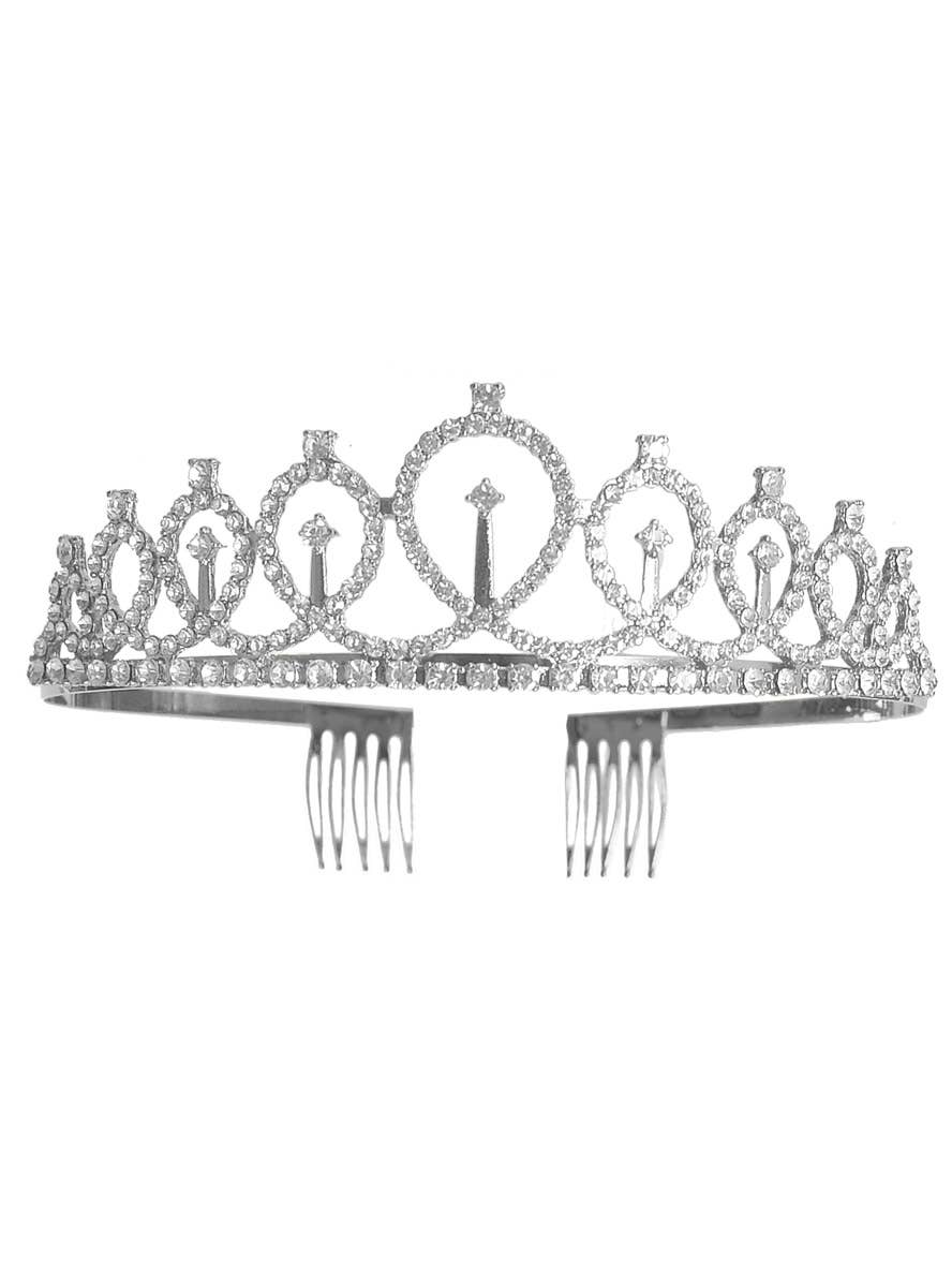 Silver Metal Princess Costume Tiara with Rhinestones