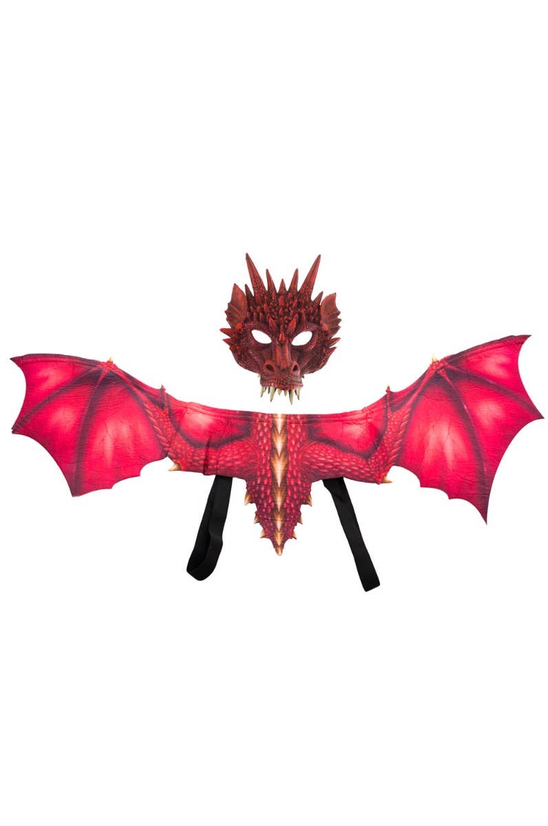 Red Dragon Kid's Halloween Foam Mask And Fabric Wings Costume Accessory Kit Main Image