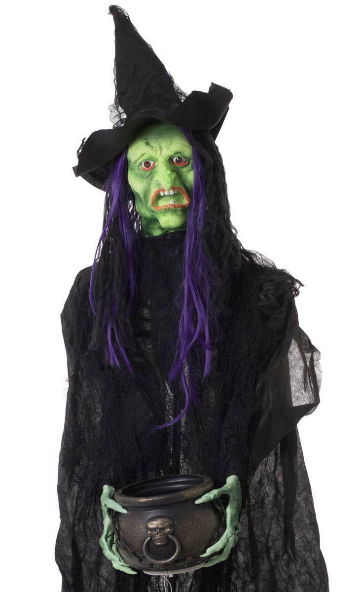 Wicked Witch Standing Animated Halloween Decoration - Close Up 1
