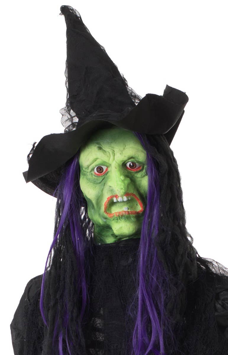 Wicked Witch Standing Animated Halloween Decoration - Close Up 2