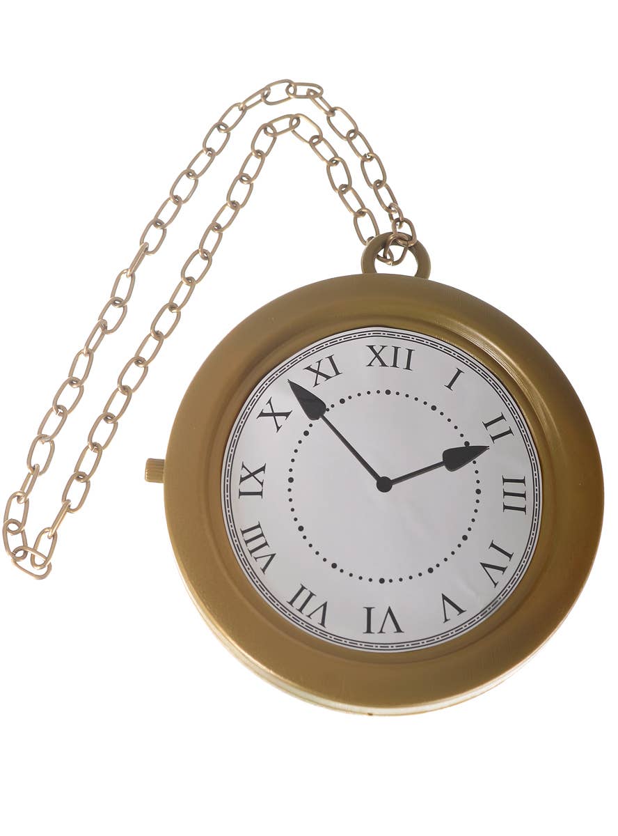 Giant Plastic Clock on Chain Costume Accessory