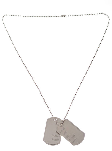 Double Silver Dog Tags Military Identification Necklace Army Costume Accessory - Main Image