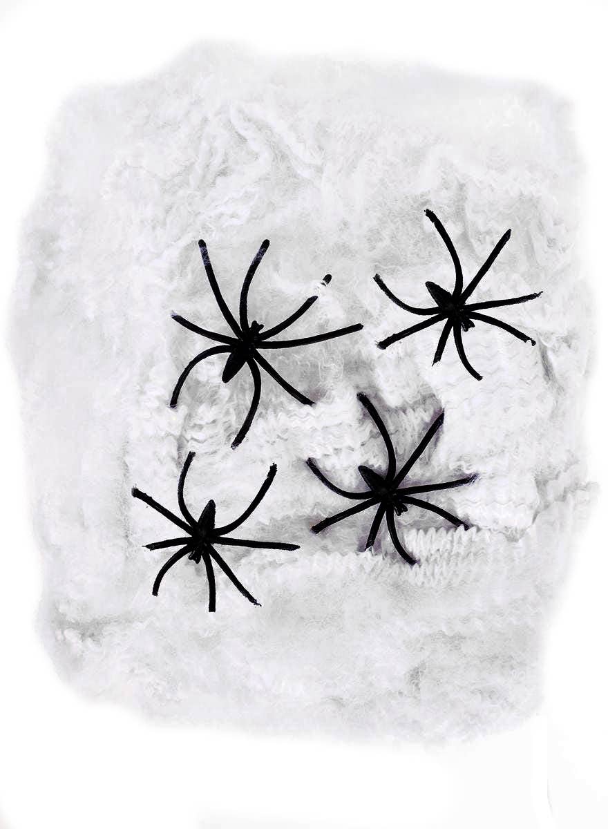 White Spider Web Halloween Decoration with 4 Spiders