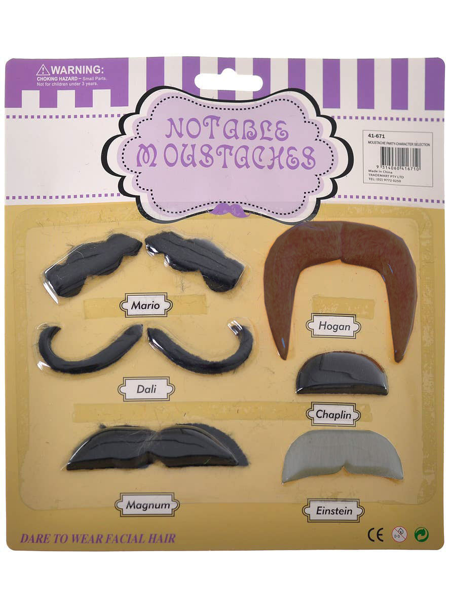 Pack of 6 Novelty Costume Moustaches