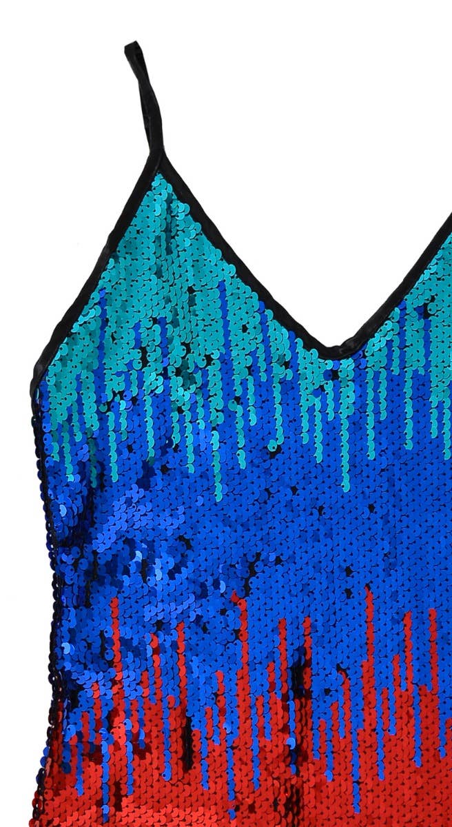 Sequinned Rainbow Womens Mardi Gras Costume Dress - Alt Image