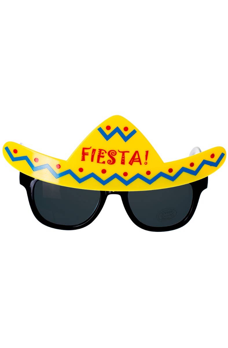 Novelty Black Frame Mexican Fiesta Sombrero Costume Glasses - Main Image