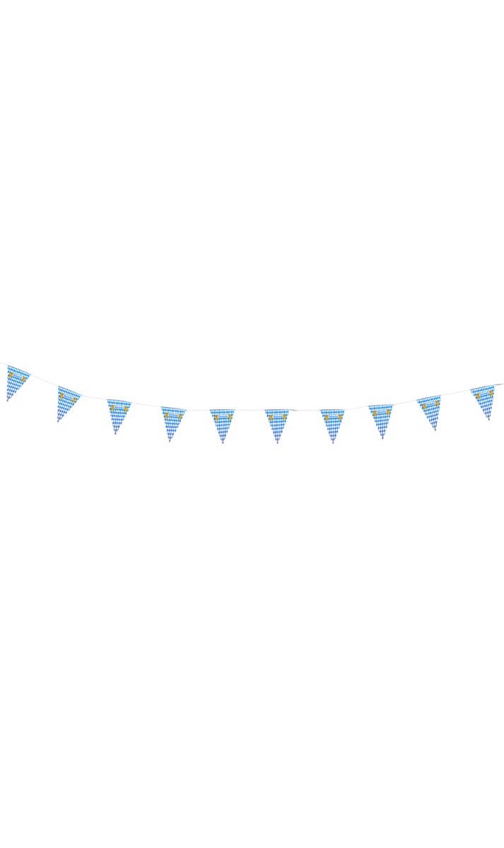 Oktoberfest Blue and White Checker Party Flag Bunting Decoration Alternative Image 1