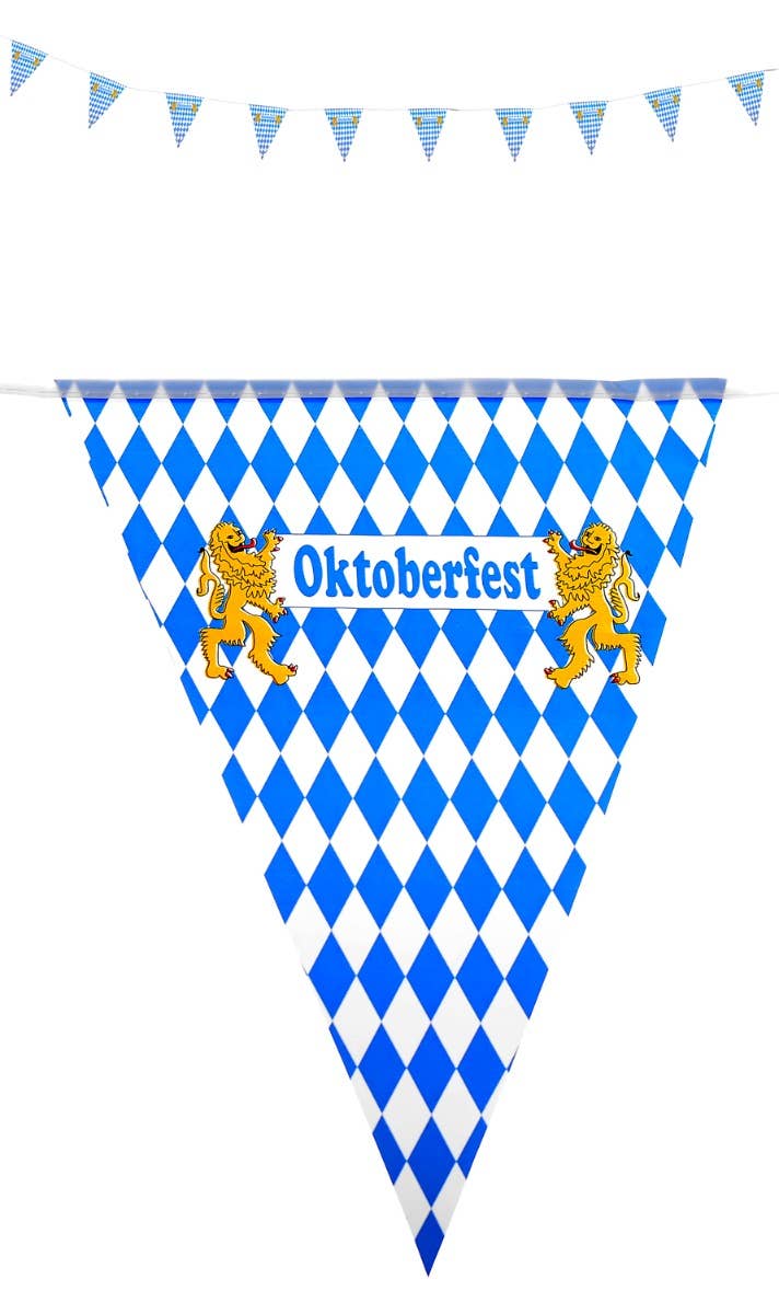 Oktoberfest Blue and White Checker Party Flag Bunting Decoration Alternate Image