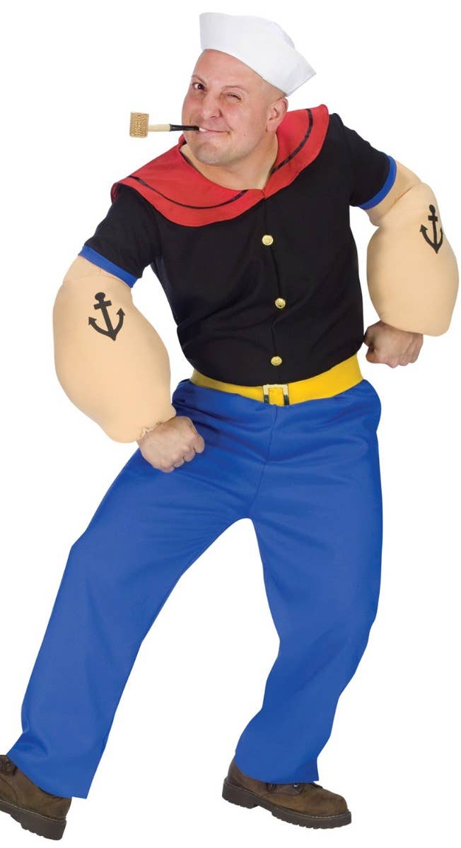 Men's Popeye Sailor Funny Adults 1960 Fancy Dress Costume