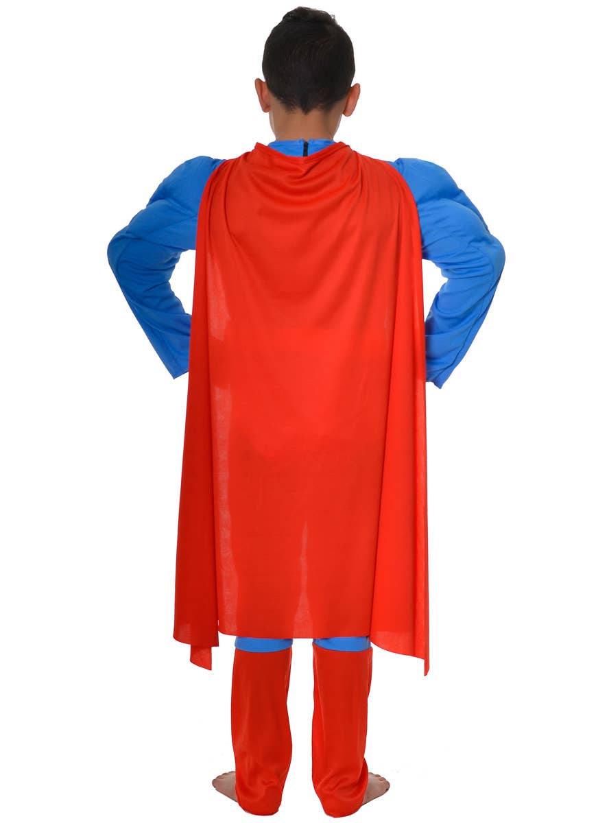 Boys Muscle Superman Fancy Dress Costume - Back Image