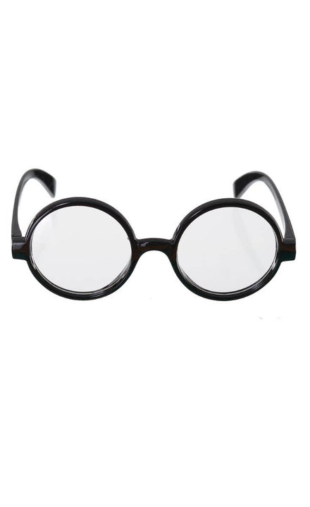 Image of Round Black Frame School Nerd Costume Glasses