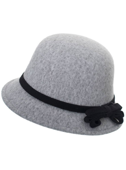Grey Felt 1920s Womens Cloche Bell Hat Costume Accessory - Main Image