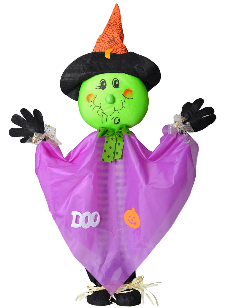 Child Friendly Standing Purple Witch Halloween Decoration