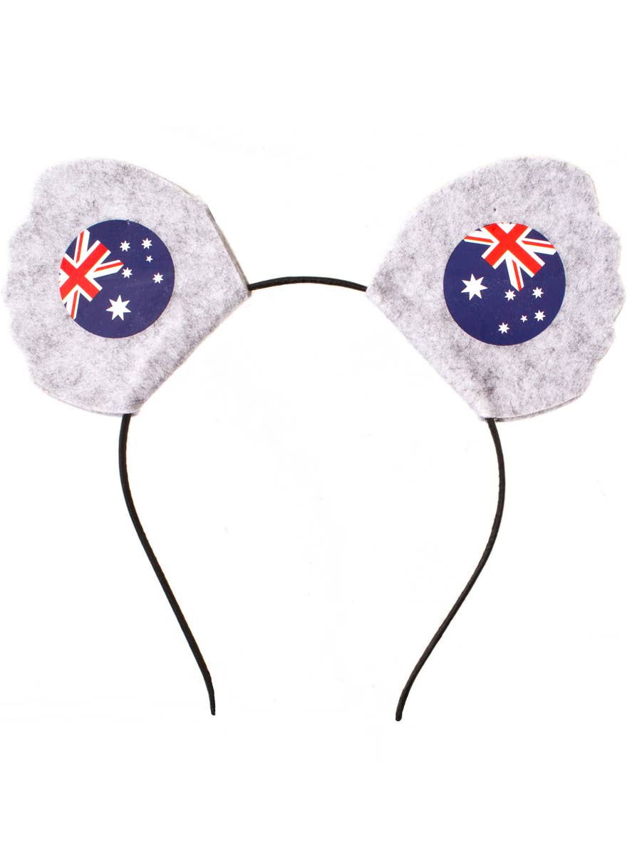 Grey Felt Koala Ears Headband with Australian Flags