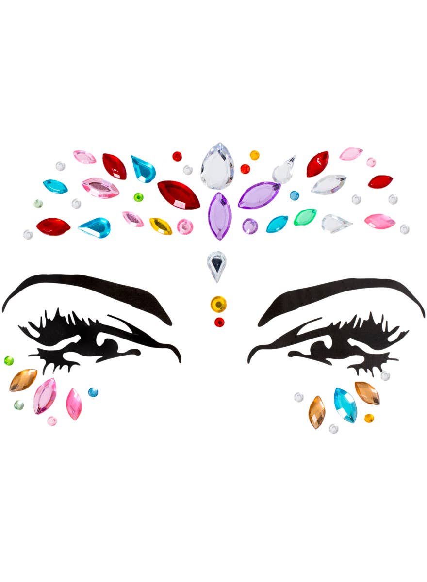 Mystical Stick On Rainbow Diamante Face Gems