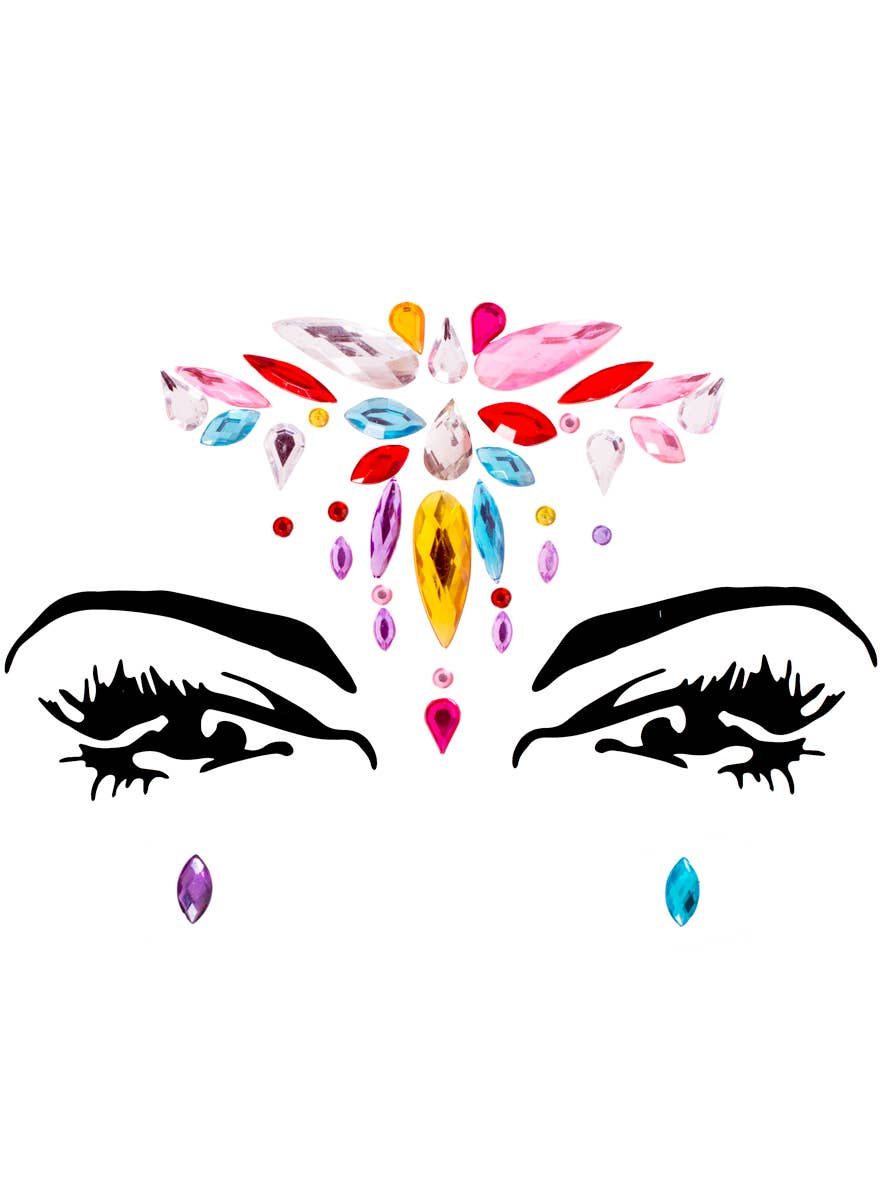Enchanting Stick On Rainbow Diamante Face Gems