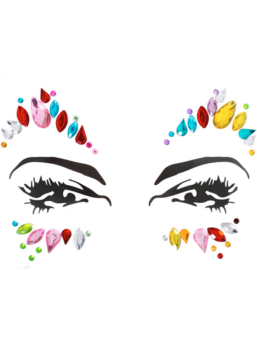 Captivating Stick On Rainbow Diamante Face Gems