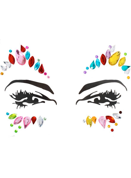 Captivating Stick On Rainbow Diamante Face Gems
