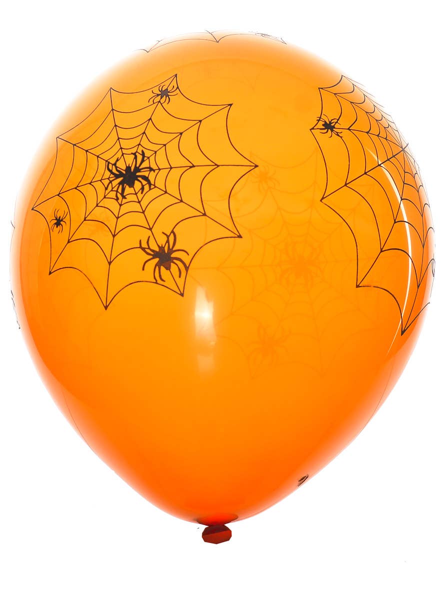 6 Pack of Orange Balloons with Spider Webs