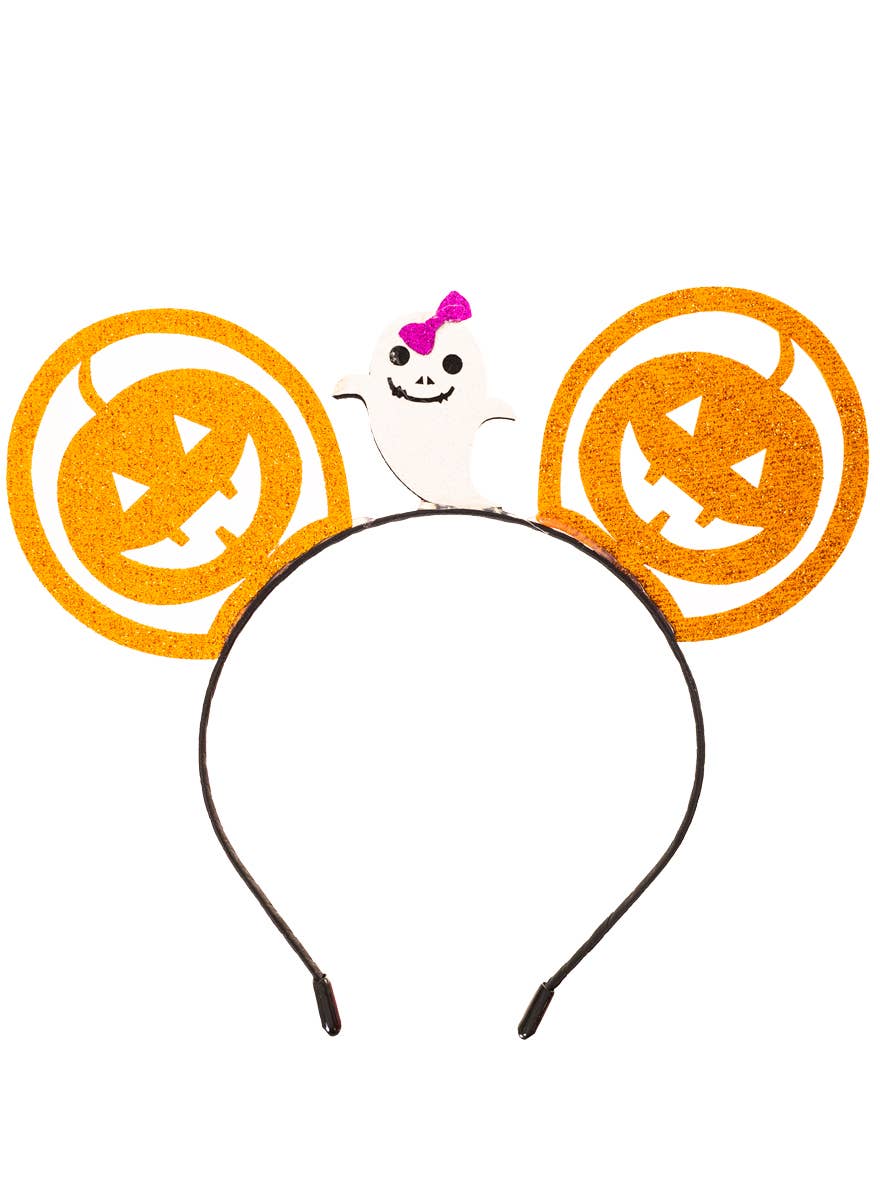 Sparkly Orange Pumpkin Mouse Ears Costume Headband - alternative image