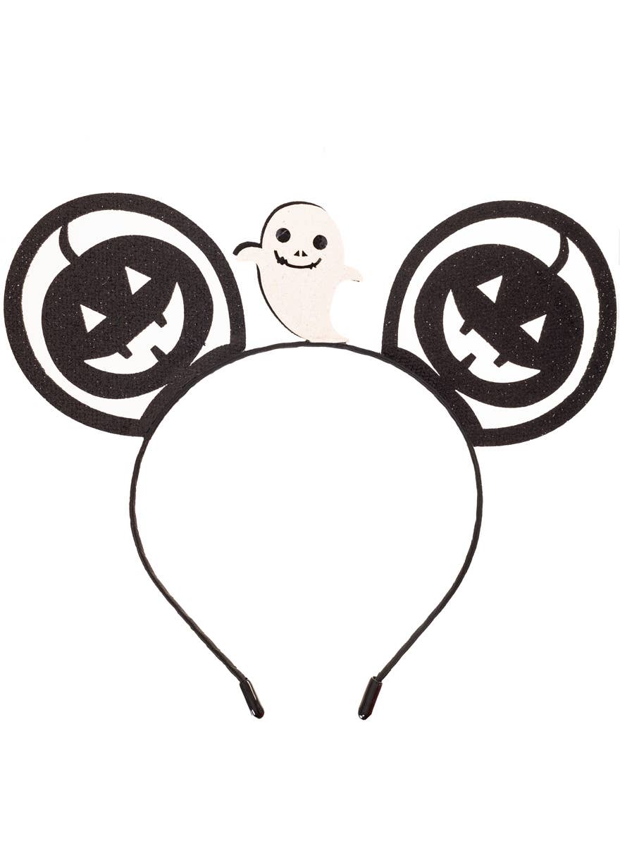 Sparkly Black Pumpkin Mouse Ears Costume Headband - alternative image