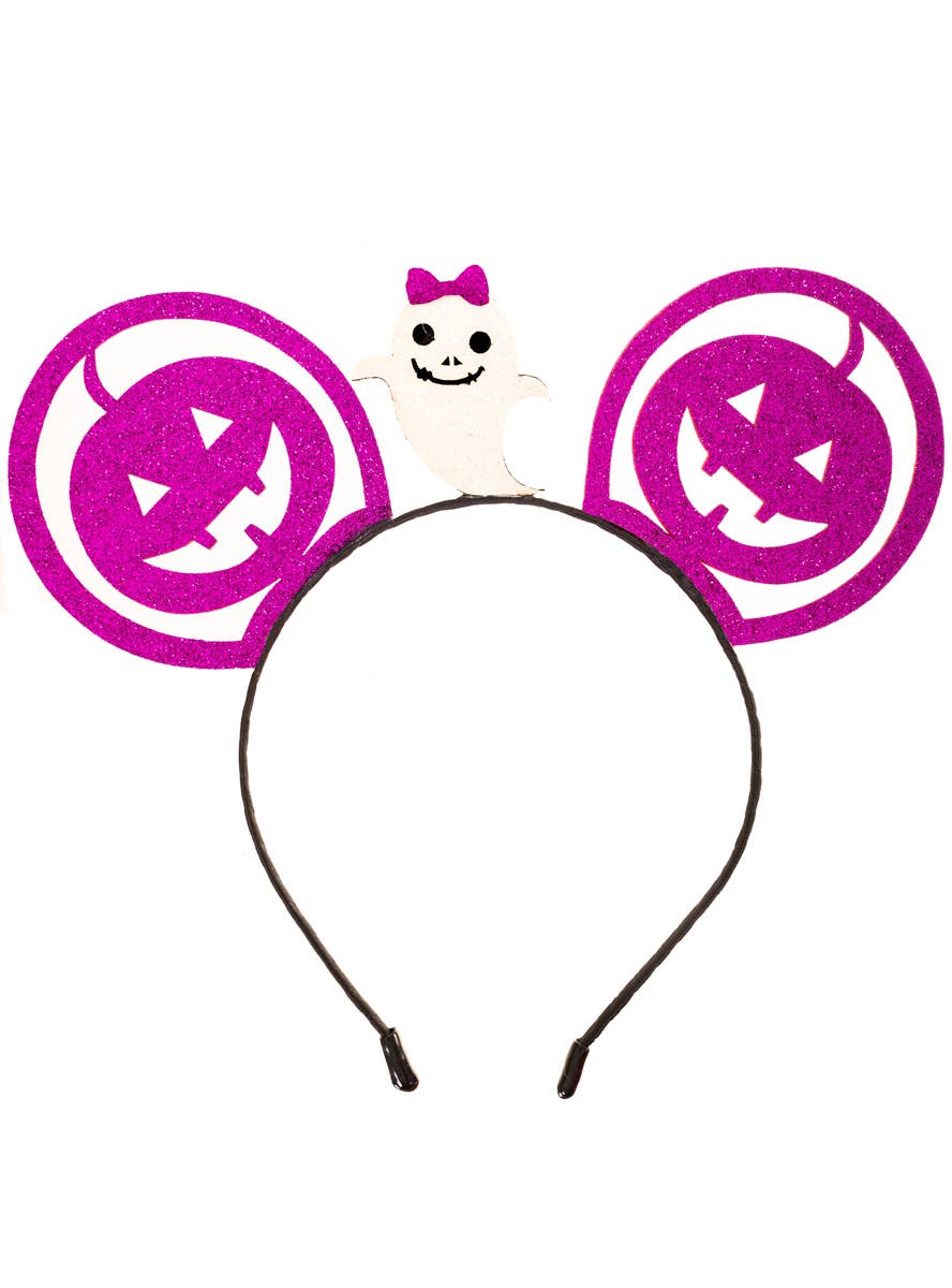 Sparkly Purple Pumpkin Mouse Ears Costume Headband - alternative image
