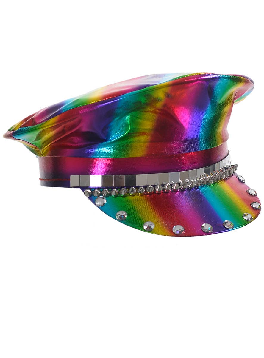 Rainbow Metallic Mardi Gras Visor Hat - alternative image