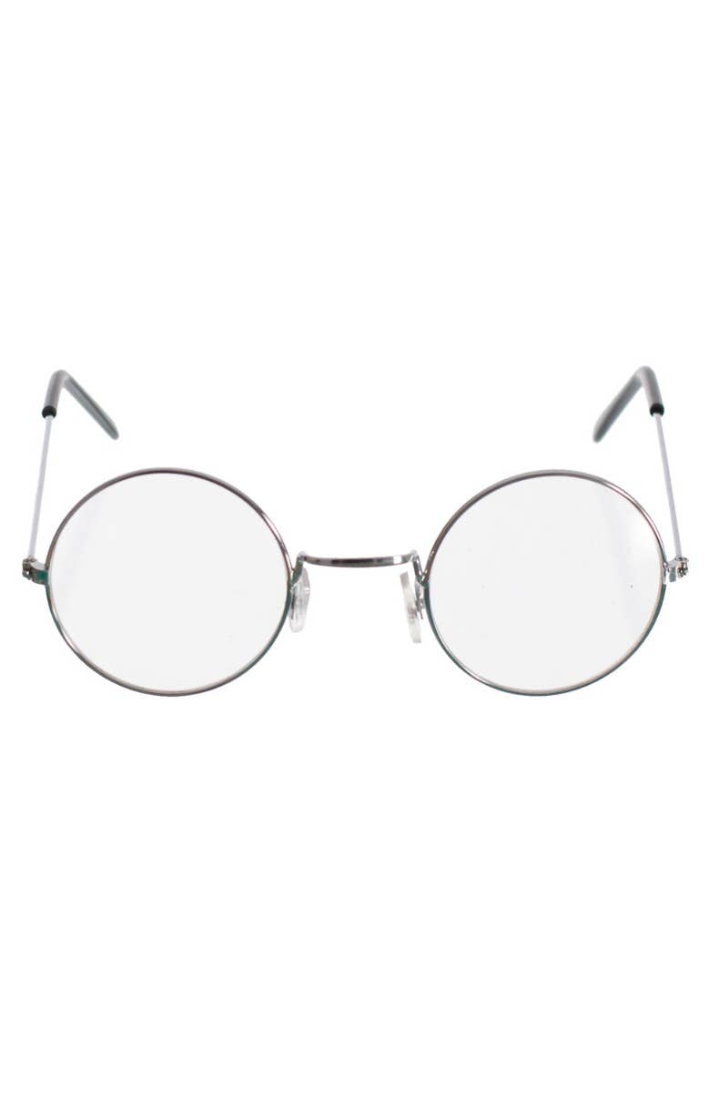 Round Clear Lens John Lennon Glasses with Silver Frame