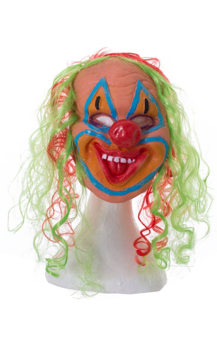 Novelty Ugly Scary Evil Halloween Clown Mask Costume Accessory With Attached Hair Main Image