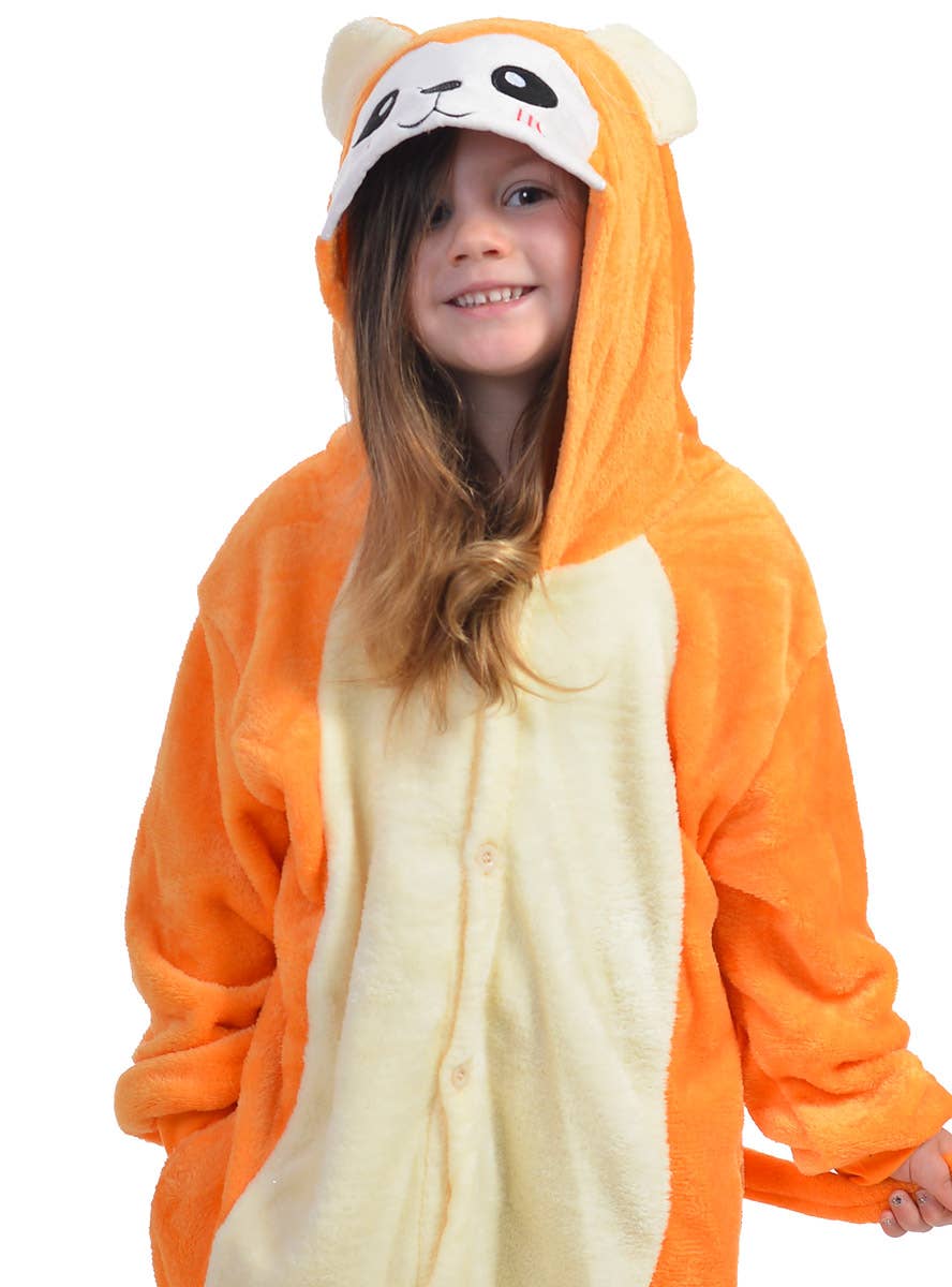 Orange Monkey Unisex Kid's Onesie Costume - Close Image