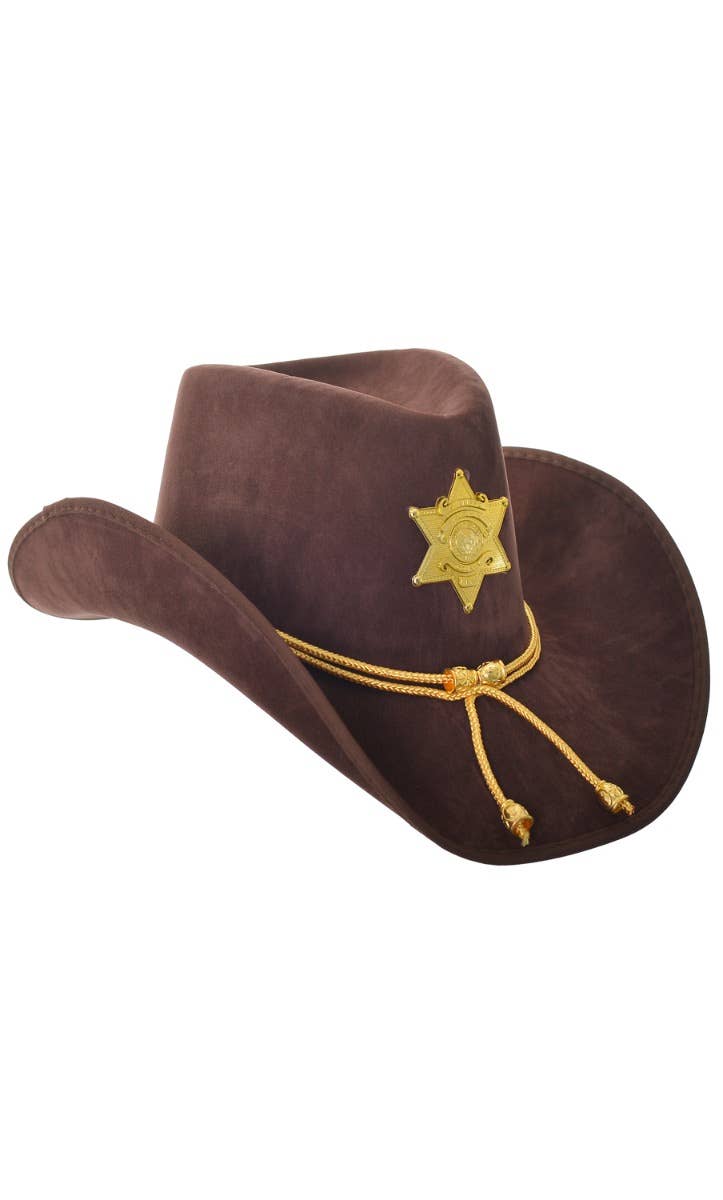 Adult's Brown Sheriff's Faux Suede Cowboy Costume Hat Accessory
