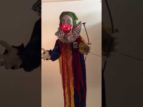Standing Animated Talking Killer Clown Halloween Decoration Haunted House Accessory Product Video